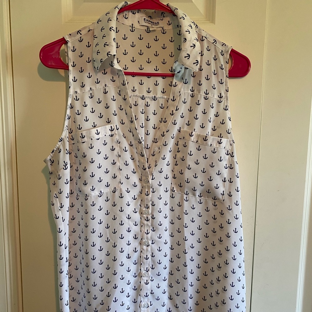 Express portofino sleeveless button up shirt